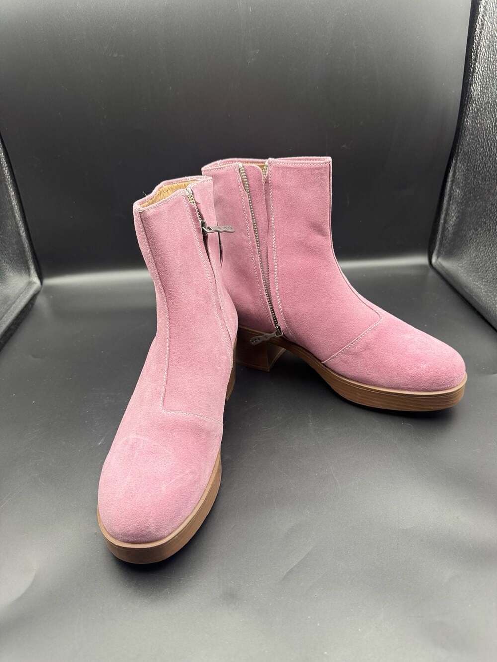 Lazo Made in Italy Lavender Suede Ankle Boots Side Zip Women’s Size 7.5